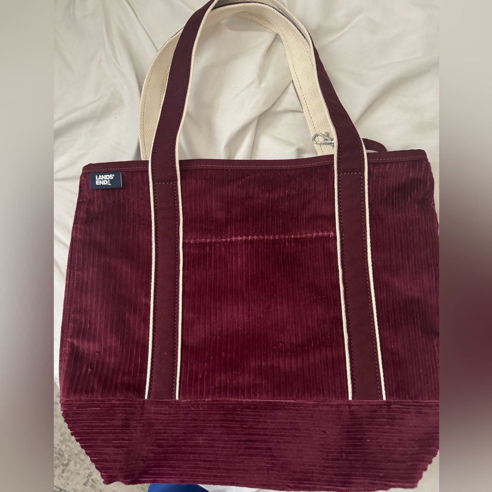 LANDS END VINTAGE CORDUROY TOTE BAG SMALL